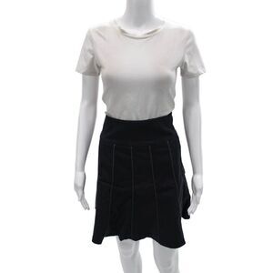 Nix Womens A-Line Skirt Blue Knee Length Zip Cotton Size 36